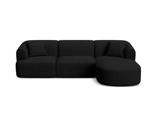 Cosmopolitan Design Modulaire hoekbank rechts Campi 4-zits, structurele stof zwart - 156x256x70cm