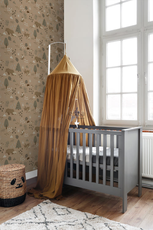 ESTAhome behang bos met bosdieren beige bruin - 53 cm x 10.05 m - 139410