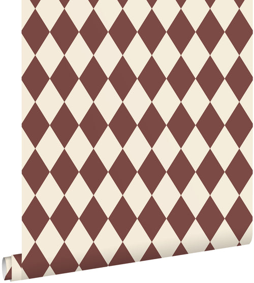 ESTAhome behang ruiten donker paars en beige - 50 x 900 cm - 131934