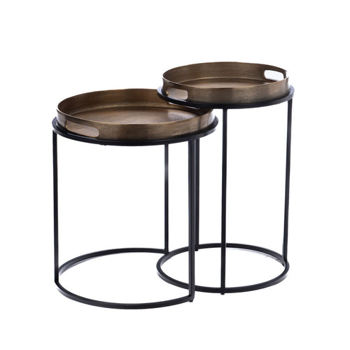 StarFurn Bijzettafel Laure - Rond Brons Metaal - Set van 2
