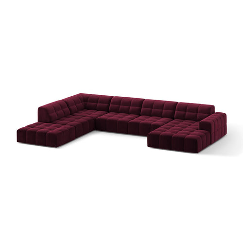 Cosmopolitan Design - Panoramische hoekbank Chicago 7-zits, flueel bordeaux - 263x375x78cm