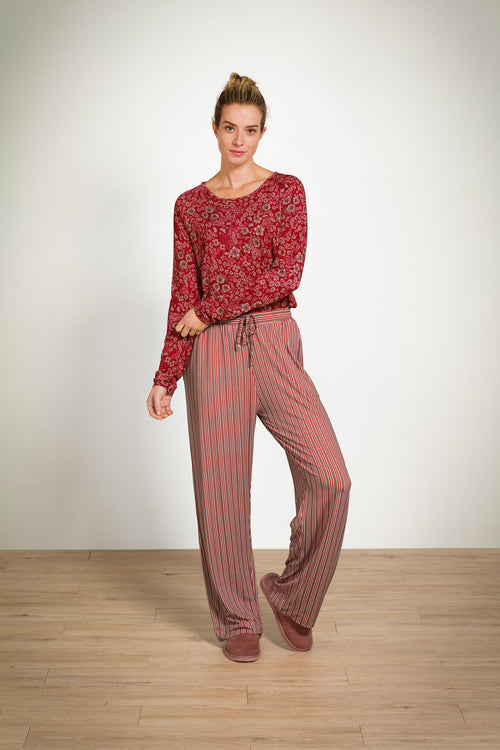 Pip Studio - Tina Pyjama t-shirt - Lange mouw Dames - Daisy Dreams - Rood - M