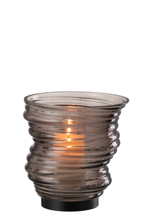 J-Line vaas Tornado - glas - grijs - small - Ø 16 cm - vtwonen shop