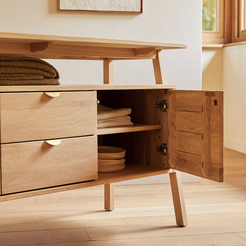 Tikamoon Massief eiken buffet 140 cm - Naturel