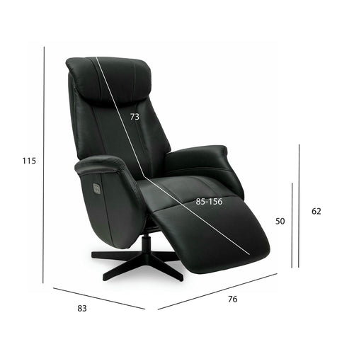 Furnhouse elektrische relaxfauteuil Bonanza - Zwart - Draaibaar - 83x76x115