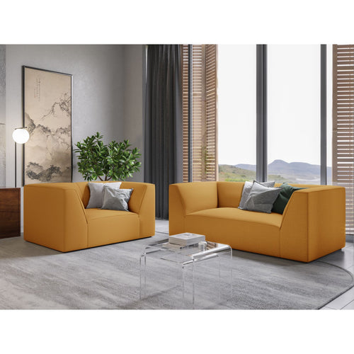 Cosmopolitan Design - Fauteuil Siena structurele stof geel - 92x120x69cm