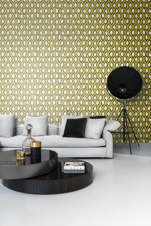 Origin Wallcoverings behang ikat motief okergeel - 53 cm x 10,05 m - 346921 - vtwonen shop