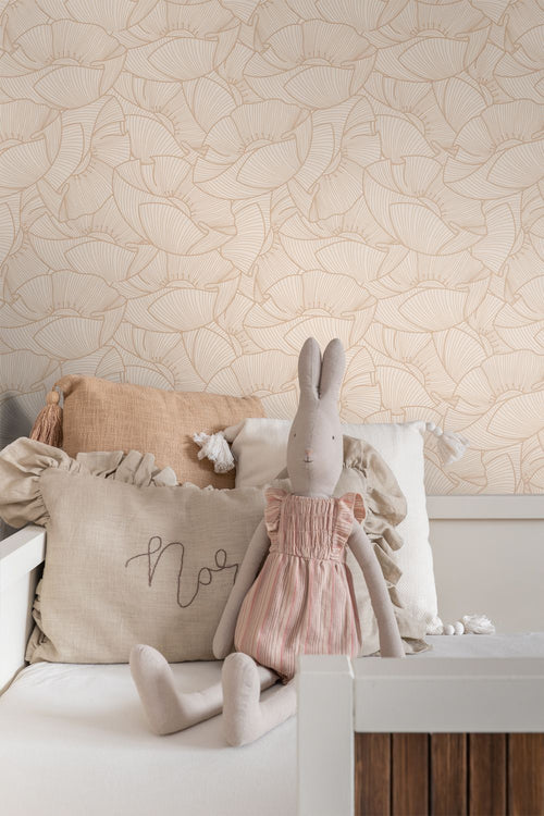 ESTAhome behang klaprozen beige - 53 cm x 10.05 m - 139705