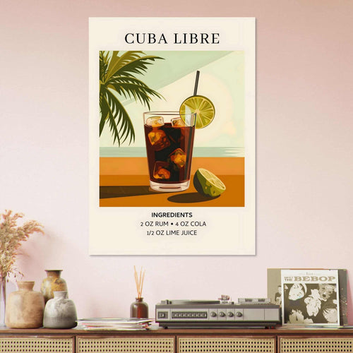 Artfulprints  Cuba Libre cocktail - Ingrediënten   poster A4 21x29.7 cm - vtwonen shop