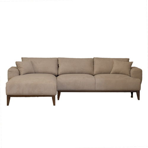 Giga Meubel Chaise Longue Links Bordeaux - Taupe - Stof/Textiel - 270x165x66cm