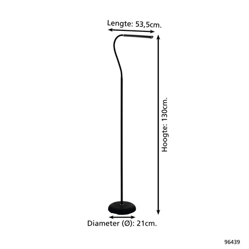 EGLO vloerlamp Laroa - led - 130 cm - zwart - dimbaar - vtwonen shop