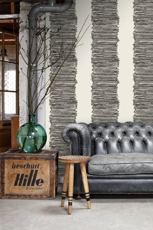 ESTAhome behang kranten zwart en wit - 53 cm x 10.05 m - 137717