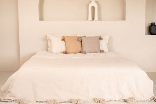 MÔMÉ Plaid Pom Pom - grijs- 175 x 255 cm - vtwonen shop