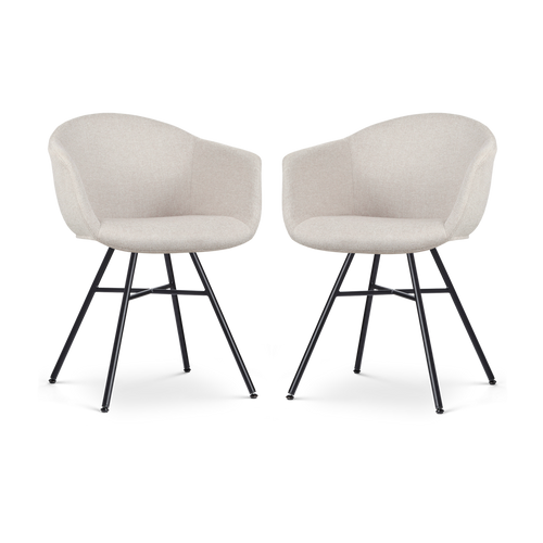 Nolon Noa-Otis Eetkamerstoelen Set van 2 - Beige - Zwarte Poten - vtwonen shop