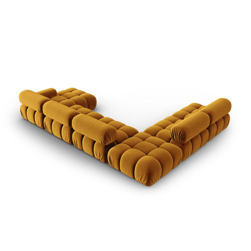 Cosmopolitan Design - Modulaire panoramische hoekbank links Cortina 7-zits, flueel geel - 282x376x70cm