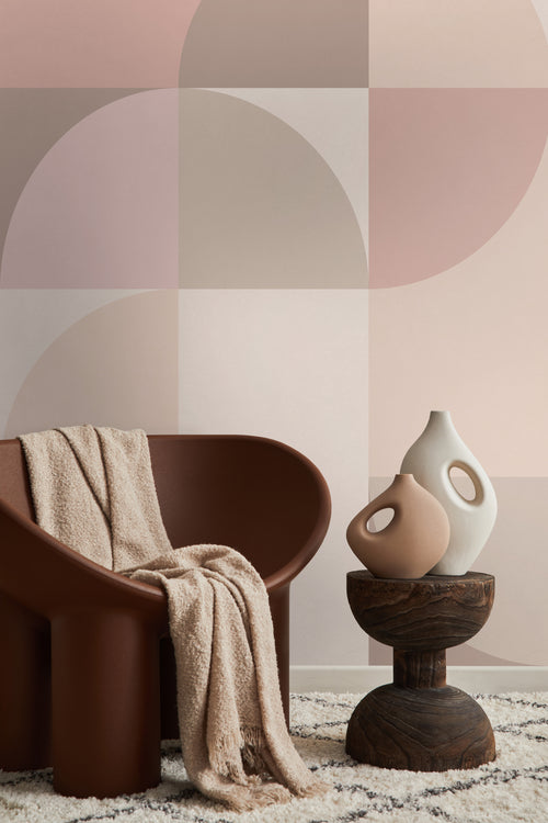 Origin Wallcoverings fotobehang cirkels in Bauhaus stijl beige en roze - 2.5 x 2.79 m - 357321 - vtwonen shop