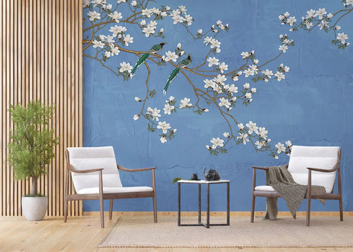 Sanders & Sanders fotobehang bloesemtak blauw - 375 x 270 cm - 601427