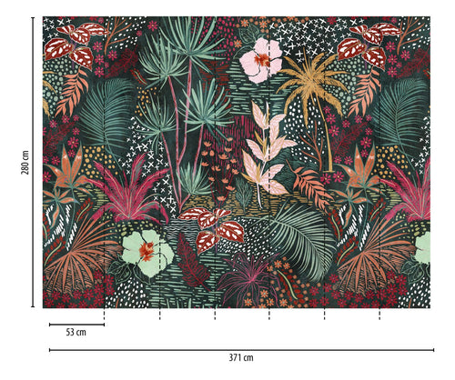 One Wall one Role fotobehang jungle-motief groen, rood, geel, oranje en wit - 371 x 280 cm - AS-382741 - vtwonen shop