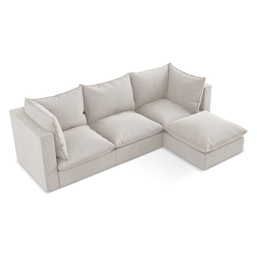 LaMiaSofa hoekbank rechts Ravenna - velours - lichtbeige - 255x165x77