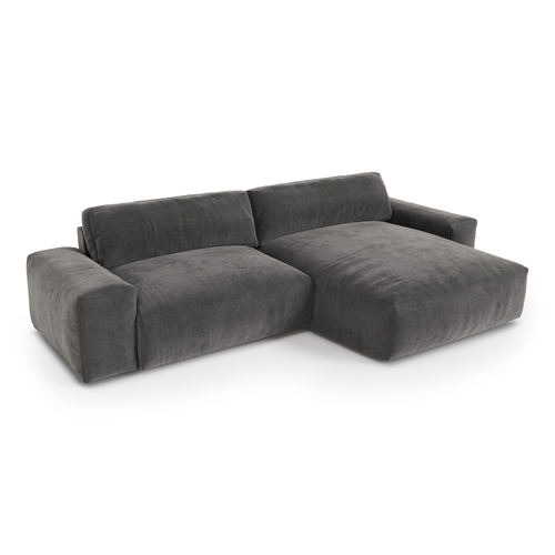 Sia Home - Rechthoekige hoekbank BLISS - fluweel grafietgrijs 310cm