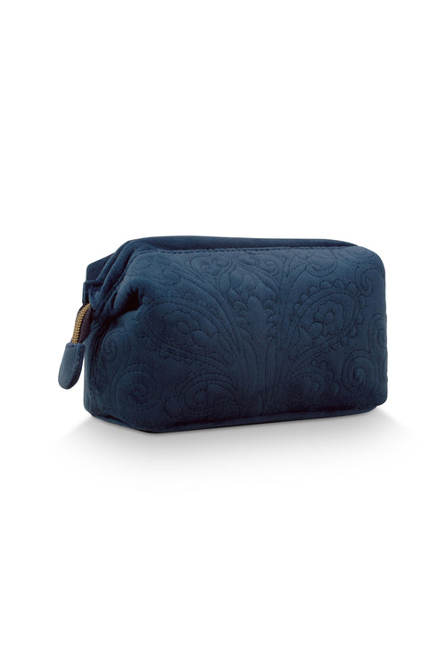 Pip Studio - Cooper Make up tasje - Velvet Quiltey Days - Blauw - 19x8.5x12 cm - vtwonen shop