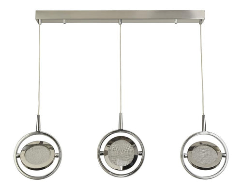 Searchlight Gyroscope 3-lichts LED Ring Bar Hanglamp Chroom, Crystal Sand 3000K