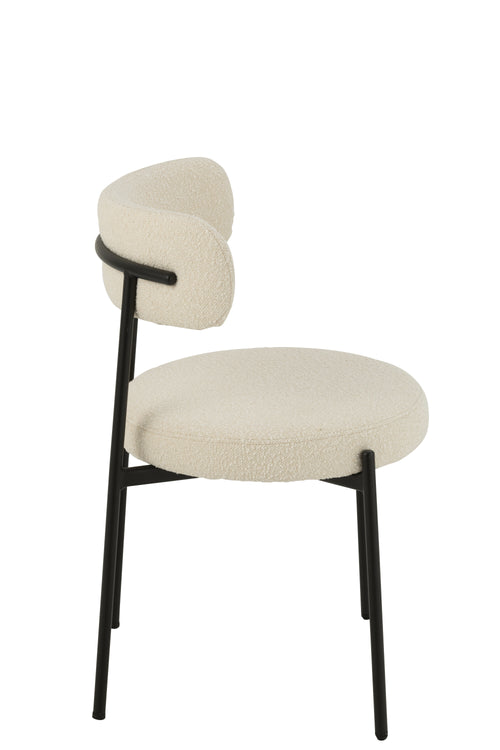 J-Line stoel Bouclé - multiplex/polyester - wit/zwart