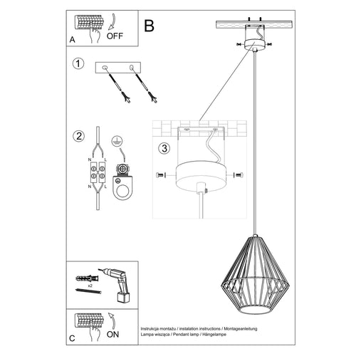 Sollux Lighting Hanglamp DEMI zwart - 28x28x130cm