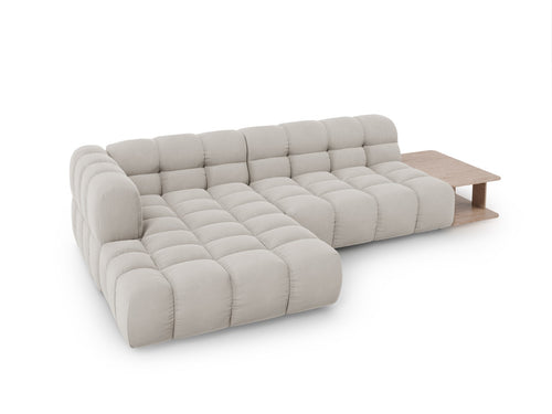 Cosmopolitan Design Modulaire hoekbank links Sky 4-zits, flueel, lichtbeige - 162x297x70cm