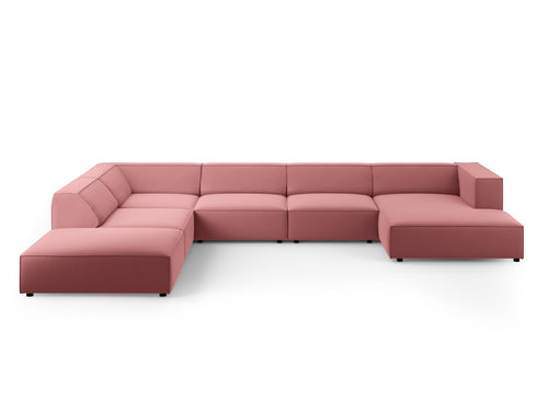 Cosmopolitan Design Panoramische hoekbank links Arendal 7-zits, flueel, zalm - 262x364x70cm
