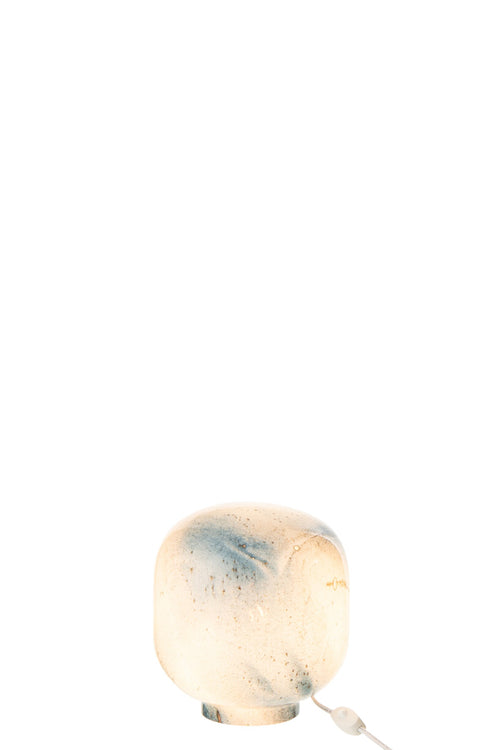 J-Line tafellamp Bola - glas - blauw/wit - small