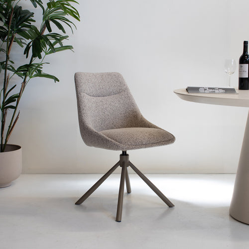 DÉJA Living Eetkamerstoel Malou - Taupe/Taupe - Draaibaar - Set van 2 - vtwonen shop