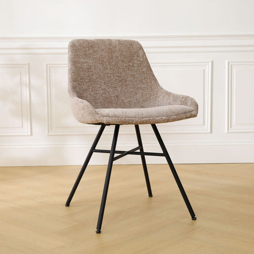 Nolon Noa-Isa Eetkamerstoel Bruin - Stof - Zwart Onderstel - vtwonen shop