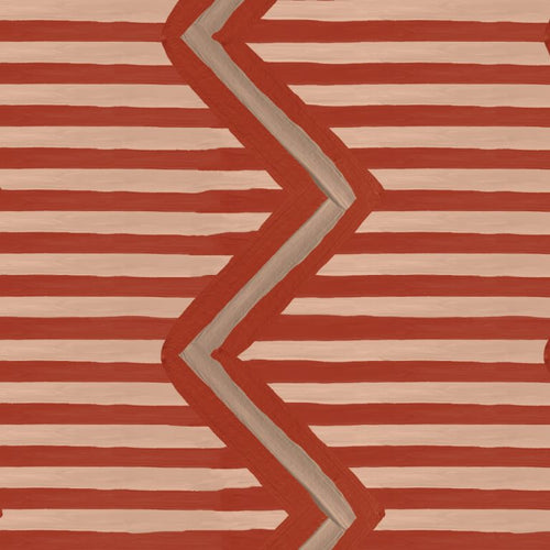 Catchii Behang Ikat Oez Zigzag Red - vtwonen shop