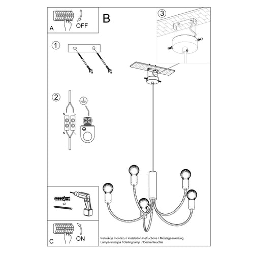 Sollux Lighting Kroonluchter PICCOLO 3 zwart - 45x45x100cm
