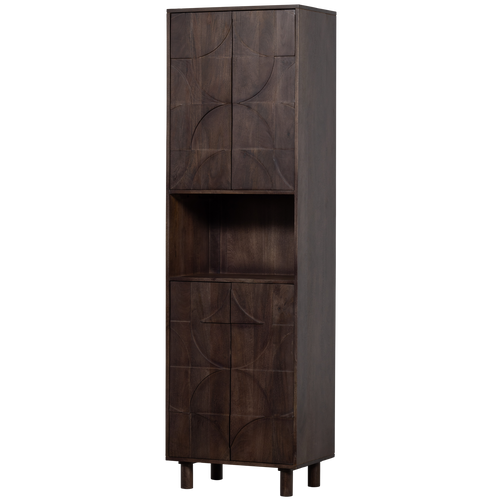 WOOOD 4-deurs opbergkast Draw - Mangohout - Walnoot - 200x60x40 - vtwonen shop