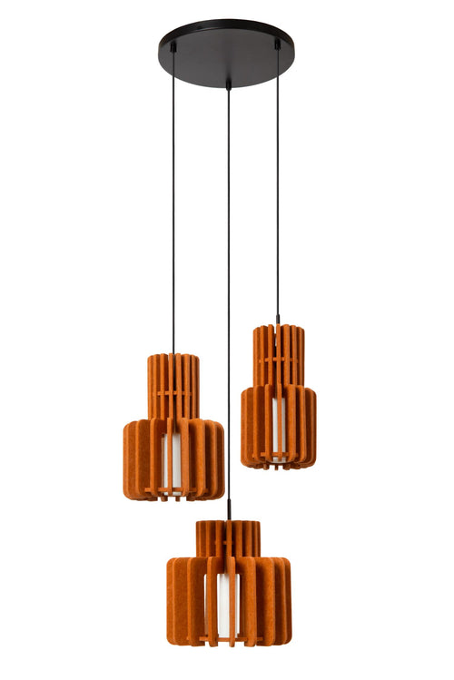 Lucide hanglamp ROLLO - 3xE27 - Terracotta