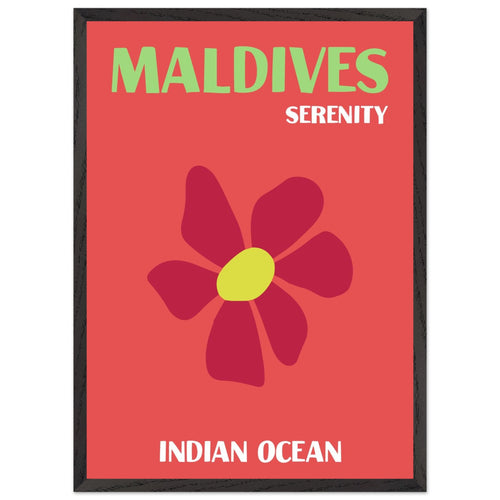 Artfulprints Poster met Lijst Indian Ocean - Maldives   - 50x70 cm - Rood