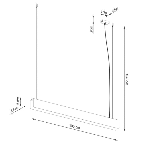 Sollux Lighting Hanglamp SPARK wit - 100x8x120cm