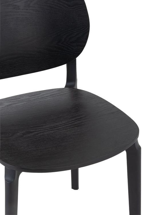 J-Line stoel Basic - kusntstof - zwart - 2 stuks