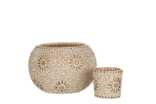 J-Line kaarshouder Bram Gespikkeld - glas - zalm - large - 2 stuks - vtwonen shop