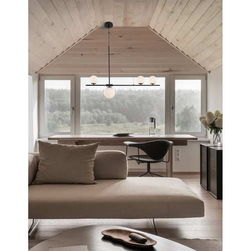 Merano Diego 4 Light Bar Plafondlamp Wit Frosted Glas Zwart Metaal LED G9