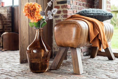 J-Line decoratie Gymbank - leder/hout - cognac