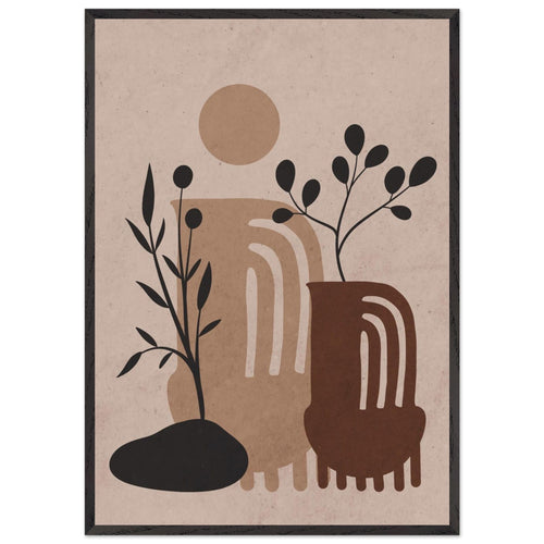 Artfulprints Poster met Lijst Boho – Clay forms   - 70x100 cm - Bruin