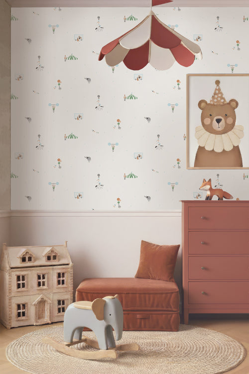 Sanders & Sanders behang circus figuren lichtbeige - 53 cm x 10 m - 640282