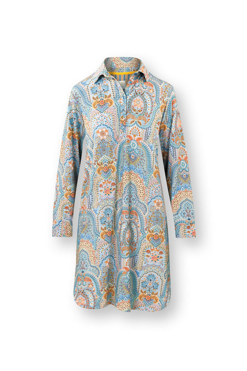 Pip Studio - Daaltje Nachthemd Lange Mouw Dames - Jabali - Blauw - XS