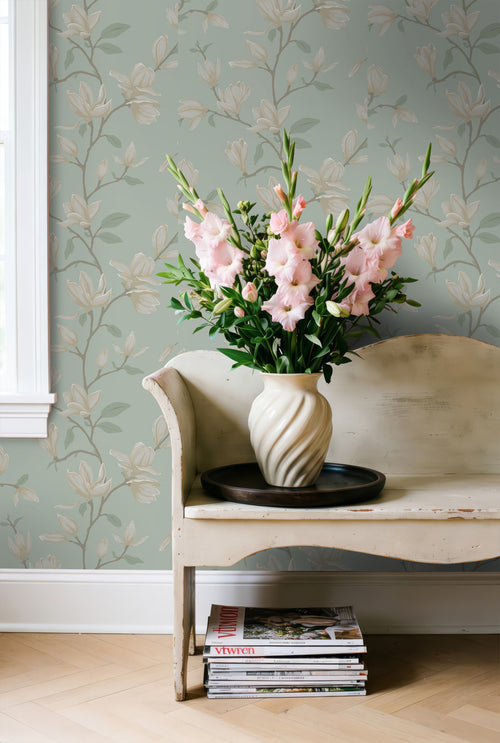 ESTAhome behang magnolia celadon groen - 53 cm x 10.05 m - 139405