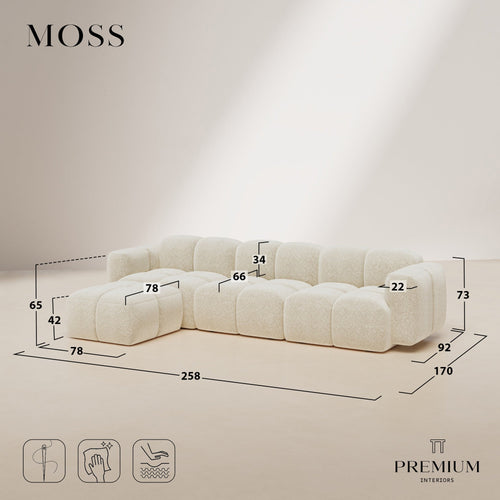 Premium Interiors - Modulaire bank MOSS - fluweel met structuur  258cm