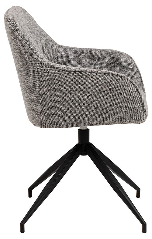 Rebellenclub Eetkamerstoel Harstad - Grijs Bouclé met een Mat Zwart Frame - vtwonen shop