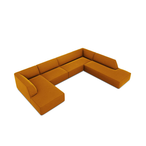 Cosmopolitan Design - Panoramische hoekbank Siena 7-zits, flueel geel - 273x366x69cm
